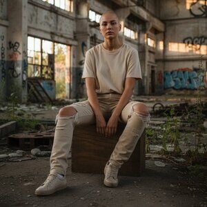 Carbon Jeans Women's 26/30 Skinny Flex Tan Denim Distressed